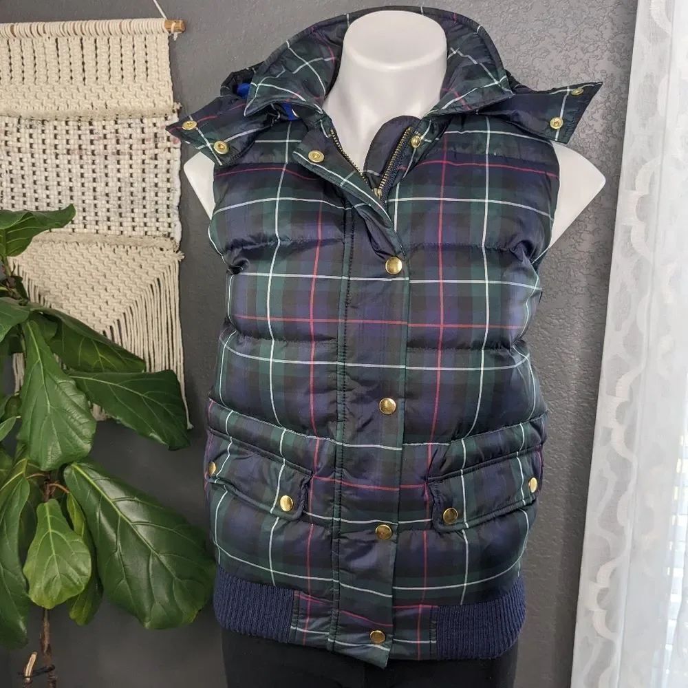 J. Crew Tartan Down Vest XS
